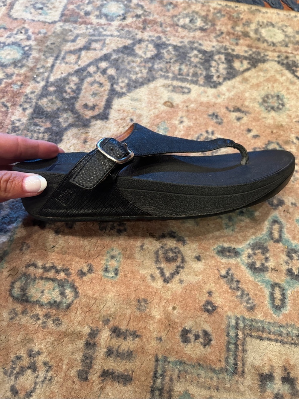 Fitflop Black Thong Sandal with Buckle Detail - Picture 8 of 11